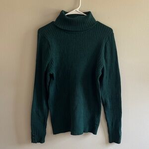 Croft & Barrow Deep Green Ribbed Turtleneck Sweater SB